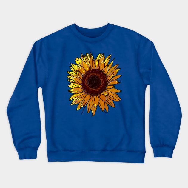 Summer Sunflower Floral Art Crewneck Sweatshirt by ellenhenryart